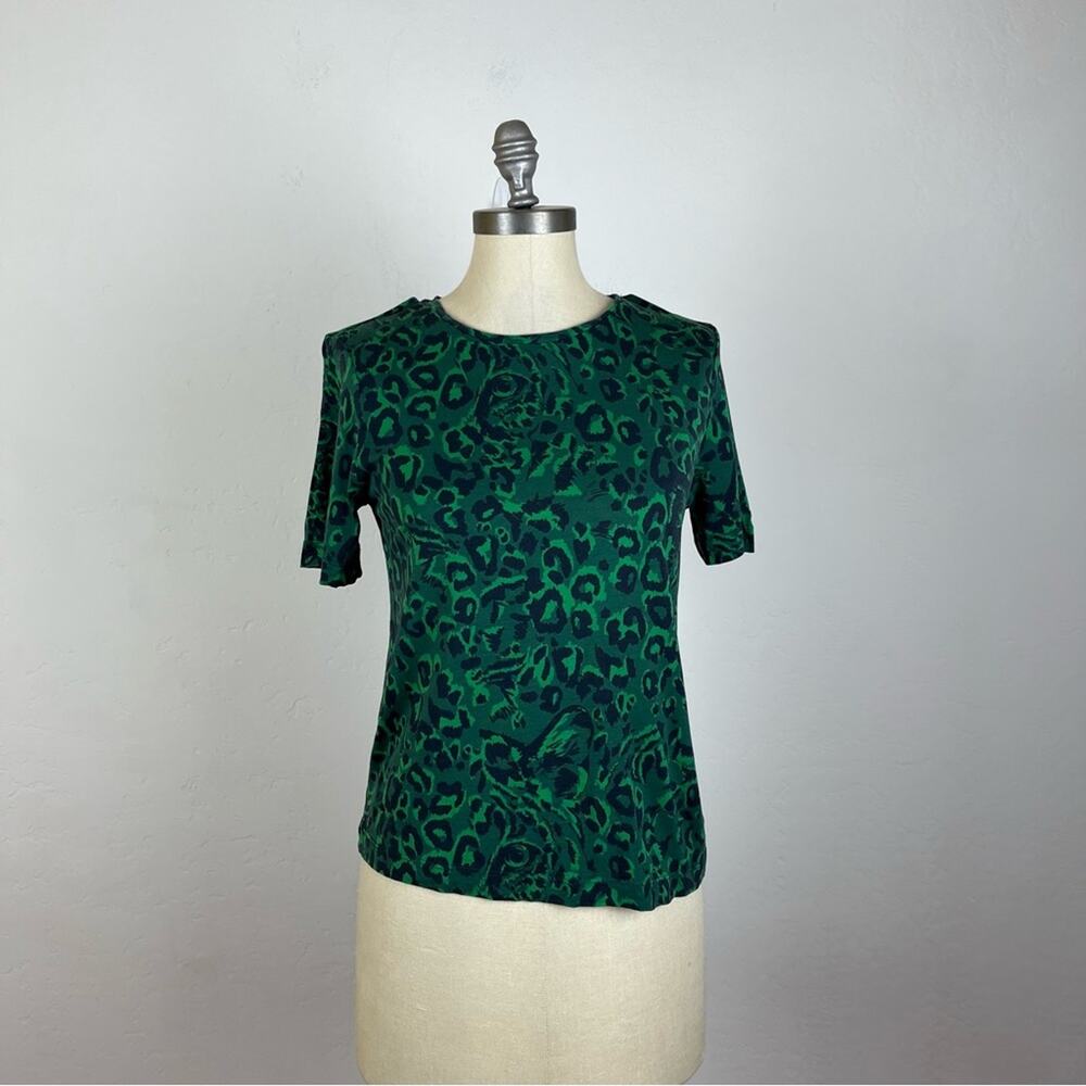 Whistles Green Animal Print Tee